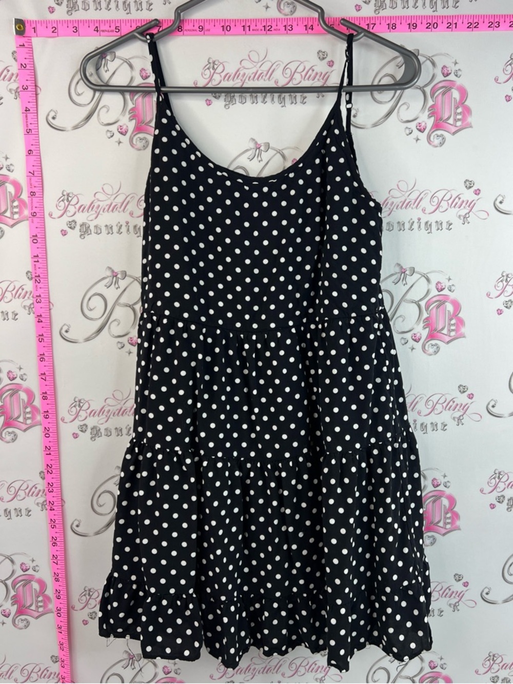 Talula aritzia dress tier Black and White Polka Dot Tiered Spaghetti-Strap Dress